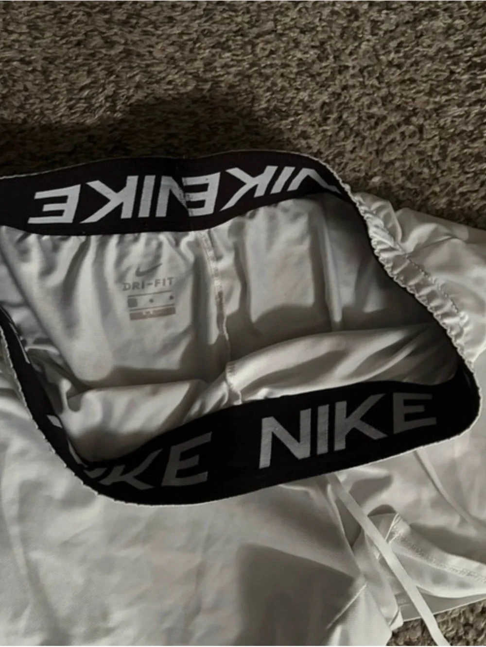 Nike White Women's Athletic Shorts with Black Branded Waistband